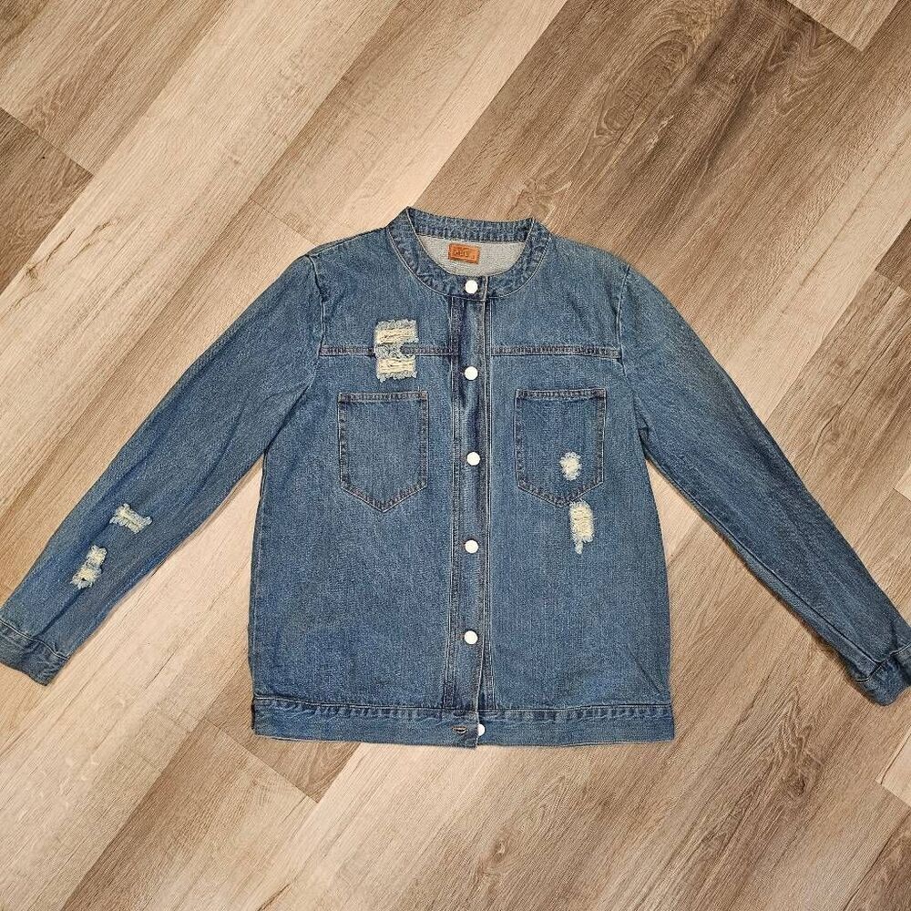 Pol Women's Distressed Denim Size Medium Jean Jacket